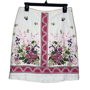 Vintage Ann Taylor LOFT | Floral Printed Skirt Pink White